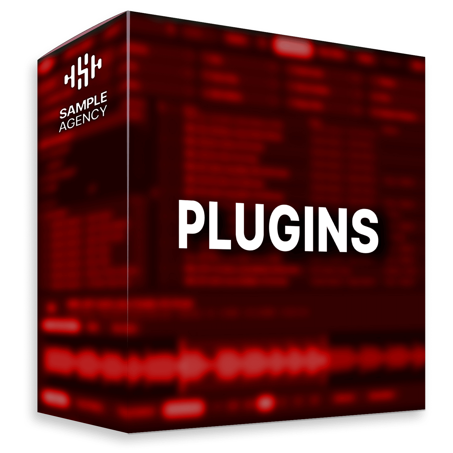 Sample Agency Plugins collection — dark red audio plugin box with waveform artwork